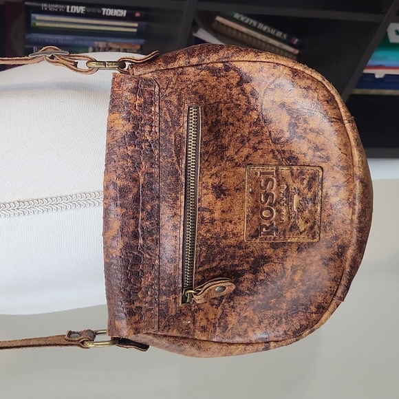 BRUNO ROSSI FIRENZE Vtg Brown Boho Hand Tooled Leather Made in Italy Crossbody - Picture 7 of 16